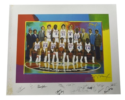 Peter Max 1983 Philadelphia 76ers Painting Signed by Entire Team (Player LOA)